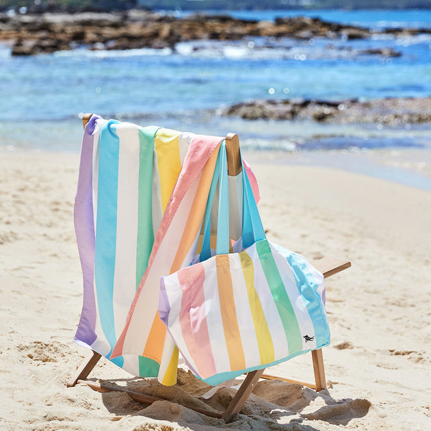 beach bag with matching towel