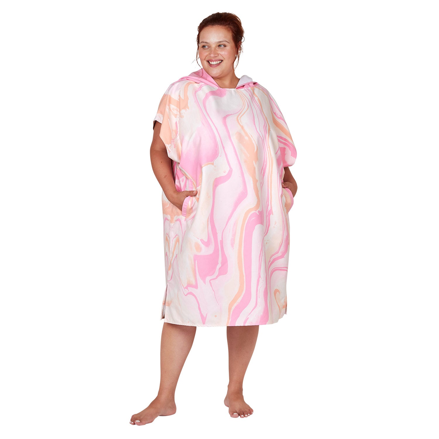 Dock & Bay Adult Beach Poncho Changing Robe - Marble - Peach Melba