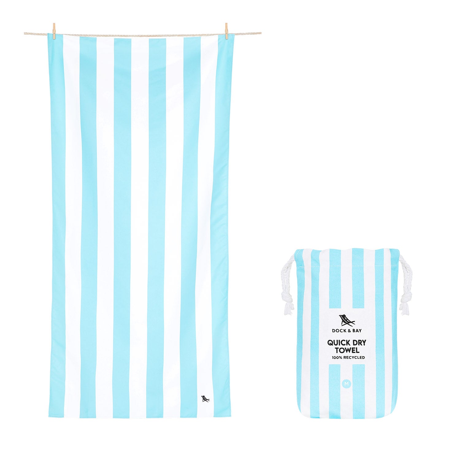 Dock & Bay Quick Dry Striped Beach Towels - Kids - Tulum Blue