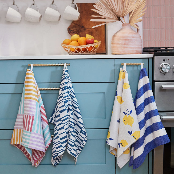 Teal And White Striped Tea Towel Sets