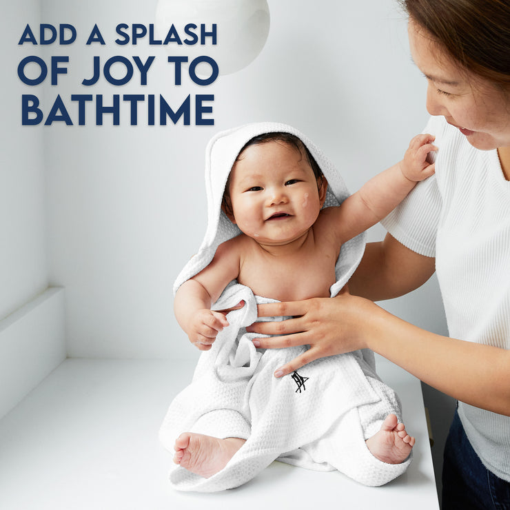 Dock & Bay Baby Hooded Towels Wishful White Customised Embroidery