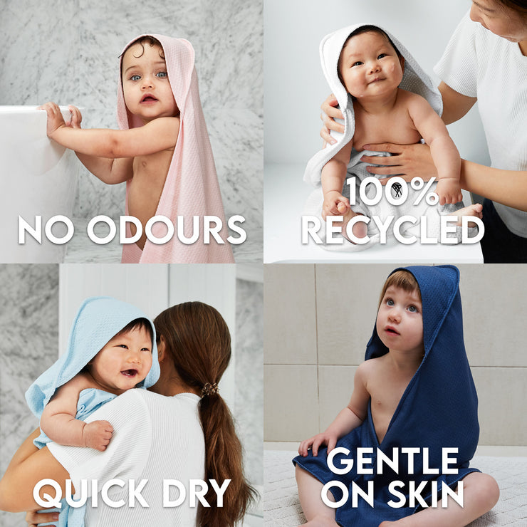 Dock & Bay Baby Hooded Towels Wishful White Customised Embroidery