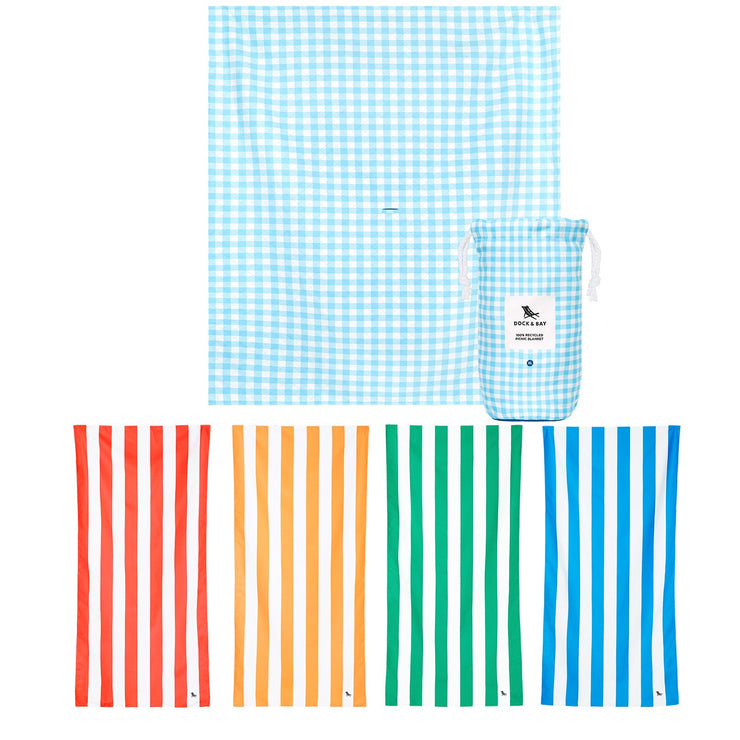 Dock & Bay Picnic Bundle - Blueberry Pie Blanket  + 4 Cabana Towels - Set B