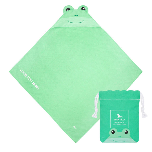 Dock & Bay Baby Hooded Towels - Frankie Frog - Customized Embroidery Personalized for You - Outlet