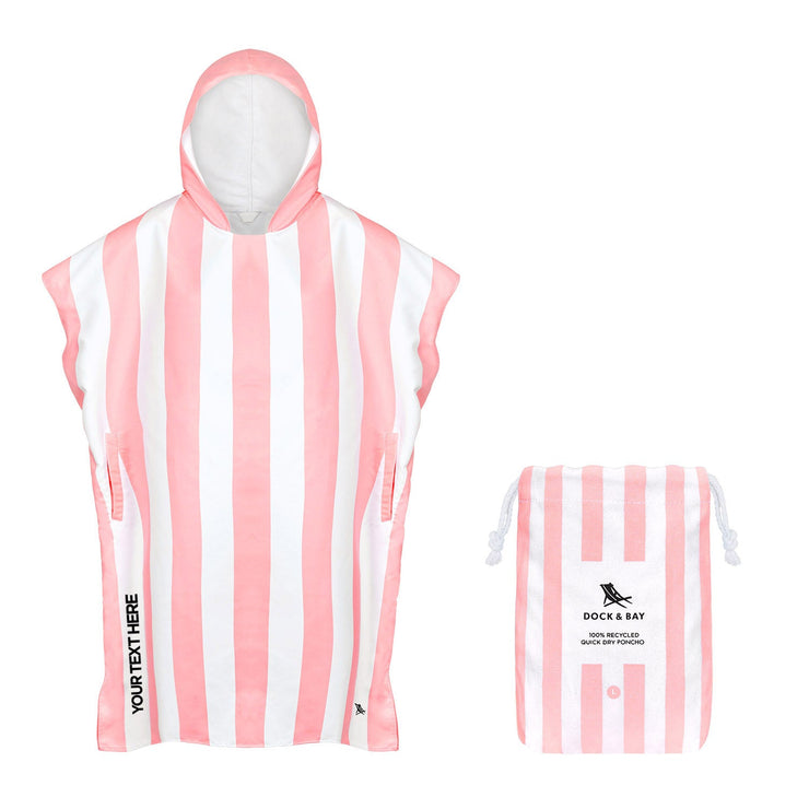 Dock & Bay Poncho Adults - Malibu Pink - Customized Embroidery Personalized for You