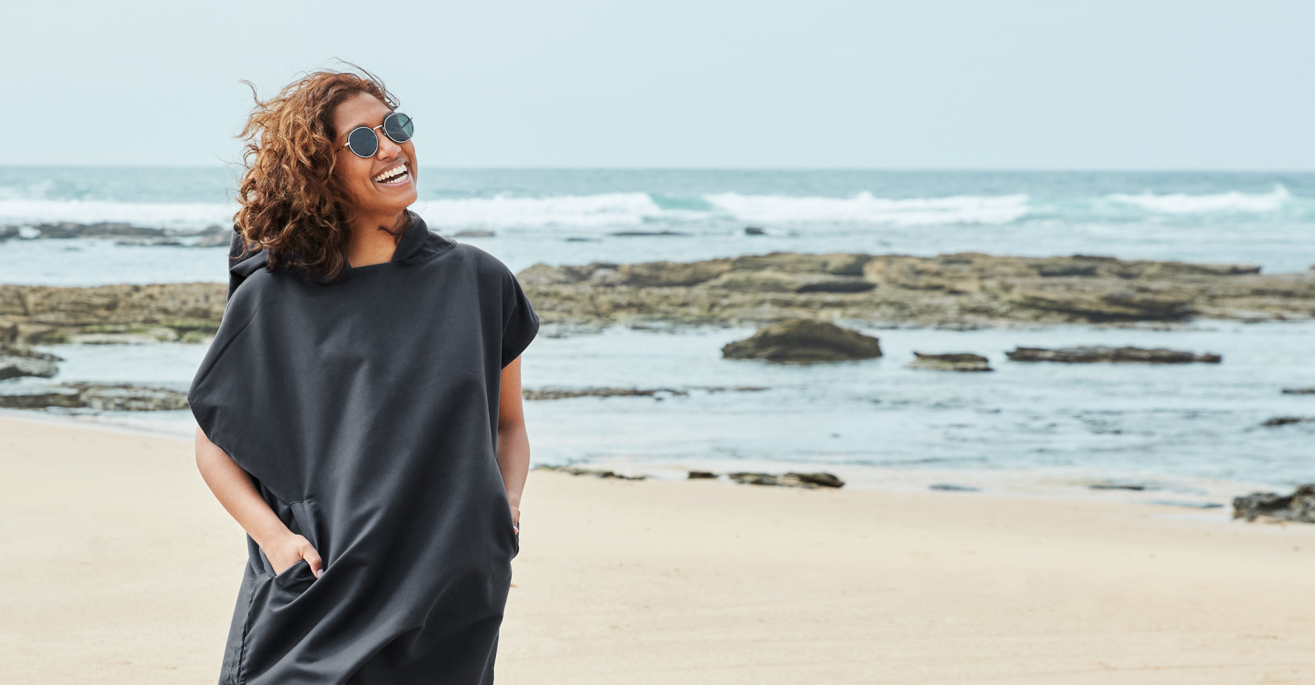 Dock & Bay Adult Beach Poncho Changing Robe - Classic - Fuji Black