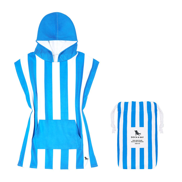 Dock & Bay Poncho Kids - Bondi Blue - Customized Embroidery Personalized for You